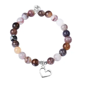 Heart | Stone Beaded Charm Bracelet | Botswana