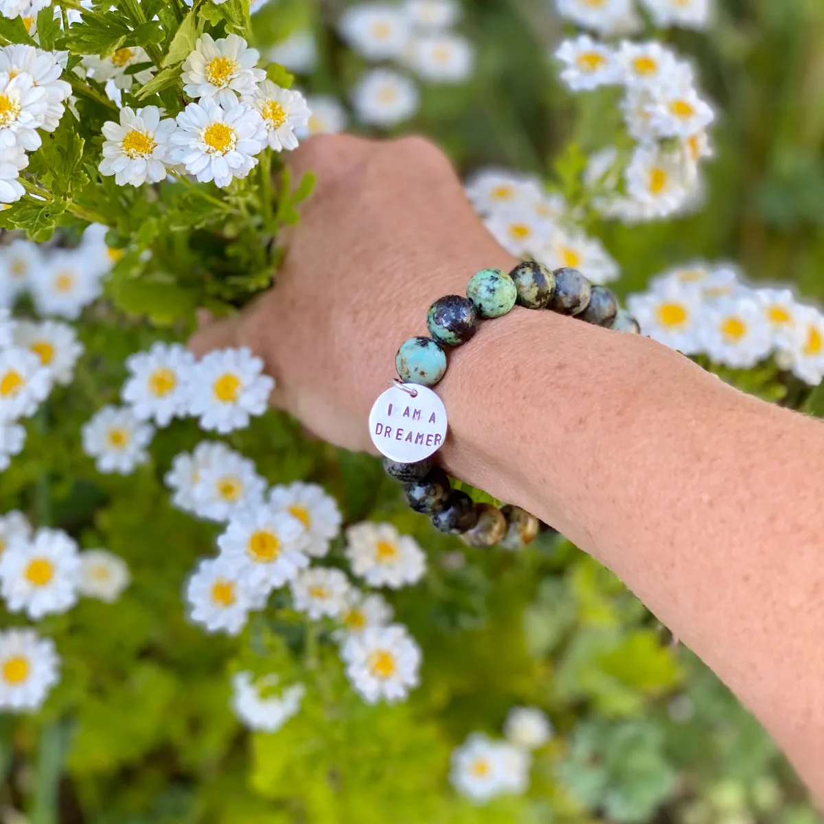 I am a Dreamer - Affirmation Bracelets Combo with African Turquoise