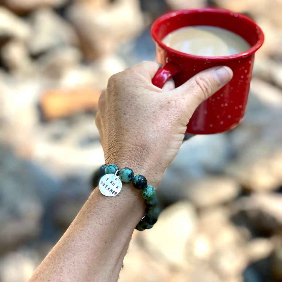 I am a Dreamer - Affirmation Bracelets Combo with African Turquoise