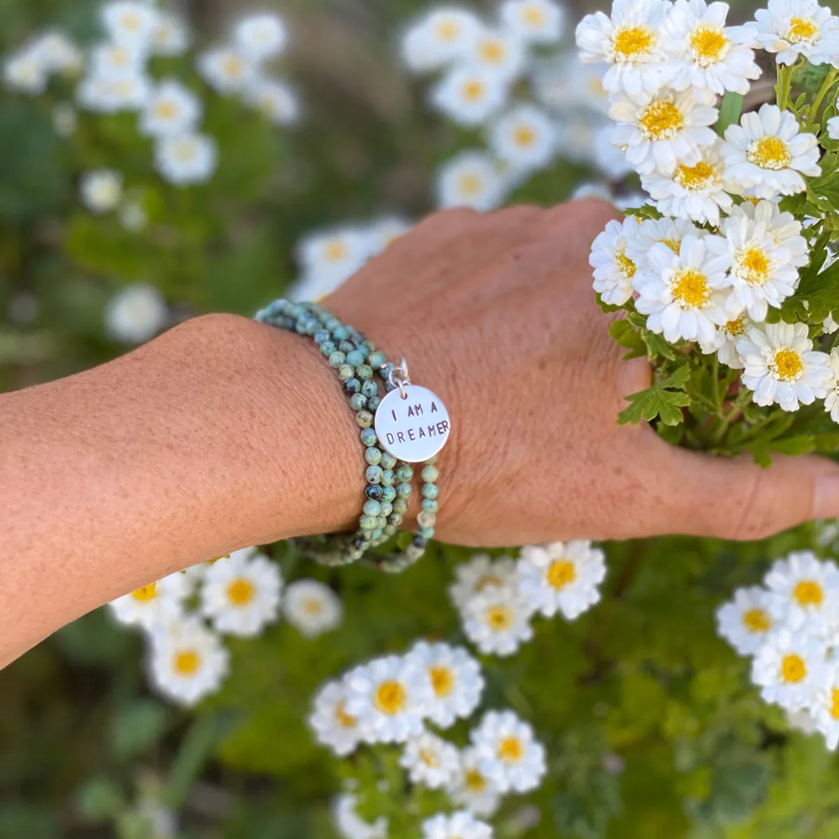 I am a Dreamer - Affirmation Bracelets Combo with African Turquoise