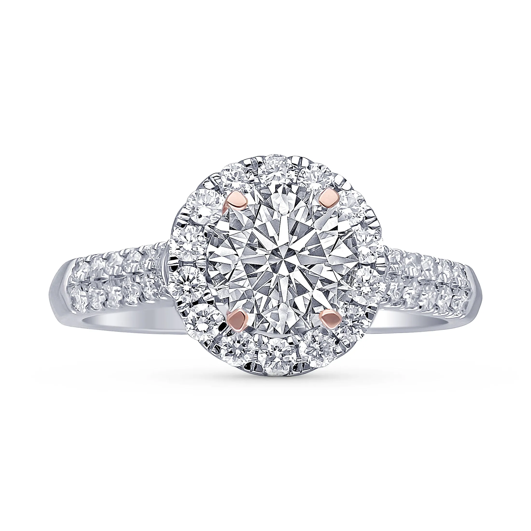 Kallati Eternal Round Halo Diamond Engagement Ring in 14K White Gold