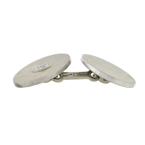 Late Art Deco 14kt Gold Diamond Cufflinks 1.00ctw