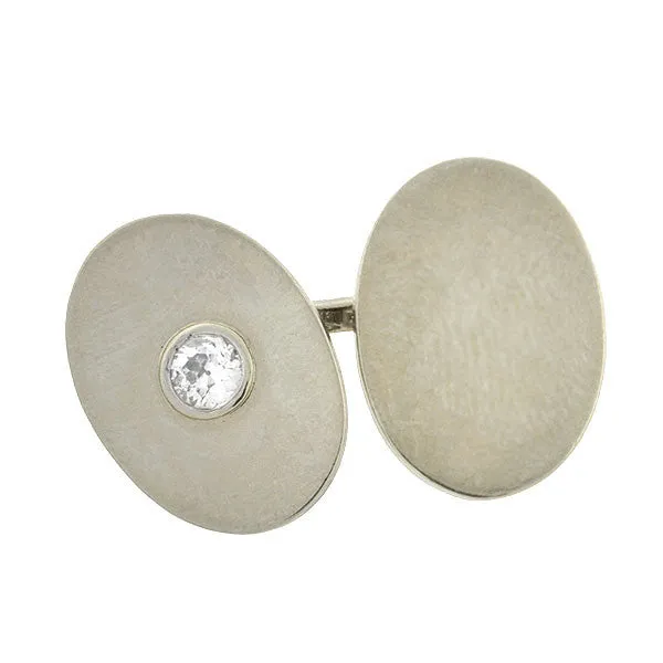 Late Art Deco 14kt Gold Diamond Cufflinks 1.00ctw