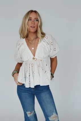 Let Love Embroidered Top - White