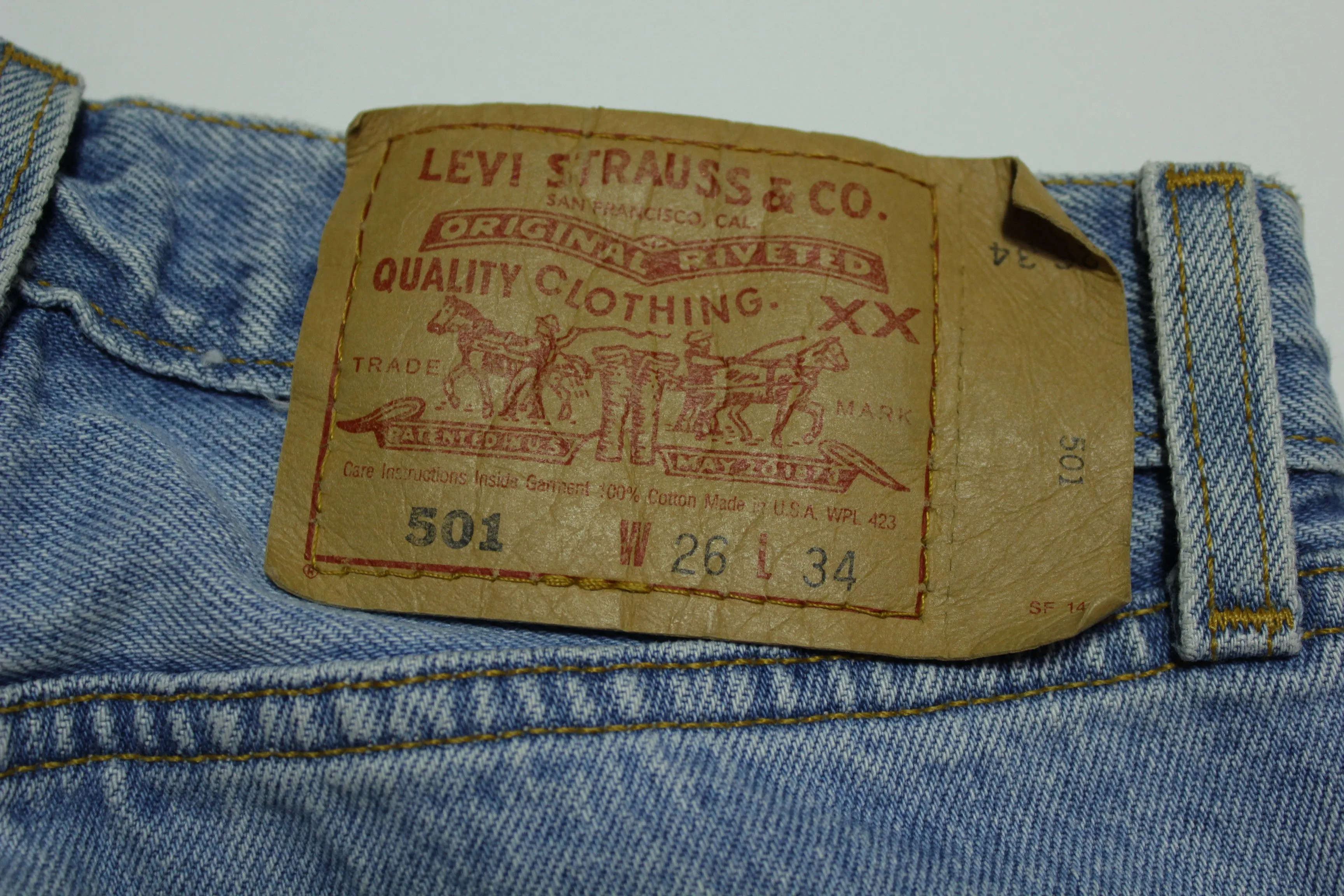 Levis 501 Button Fly Vintage 90's Denim Grunge Punk Blue Jeans