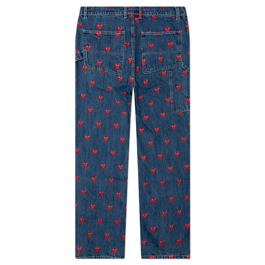 Logo Pattern Denim Pants - Washed Blue