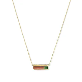 Luna- 14K Gold Tourmaline & Diamond Bar Necklace