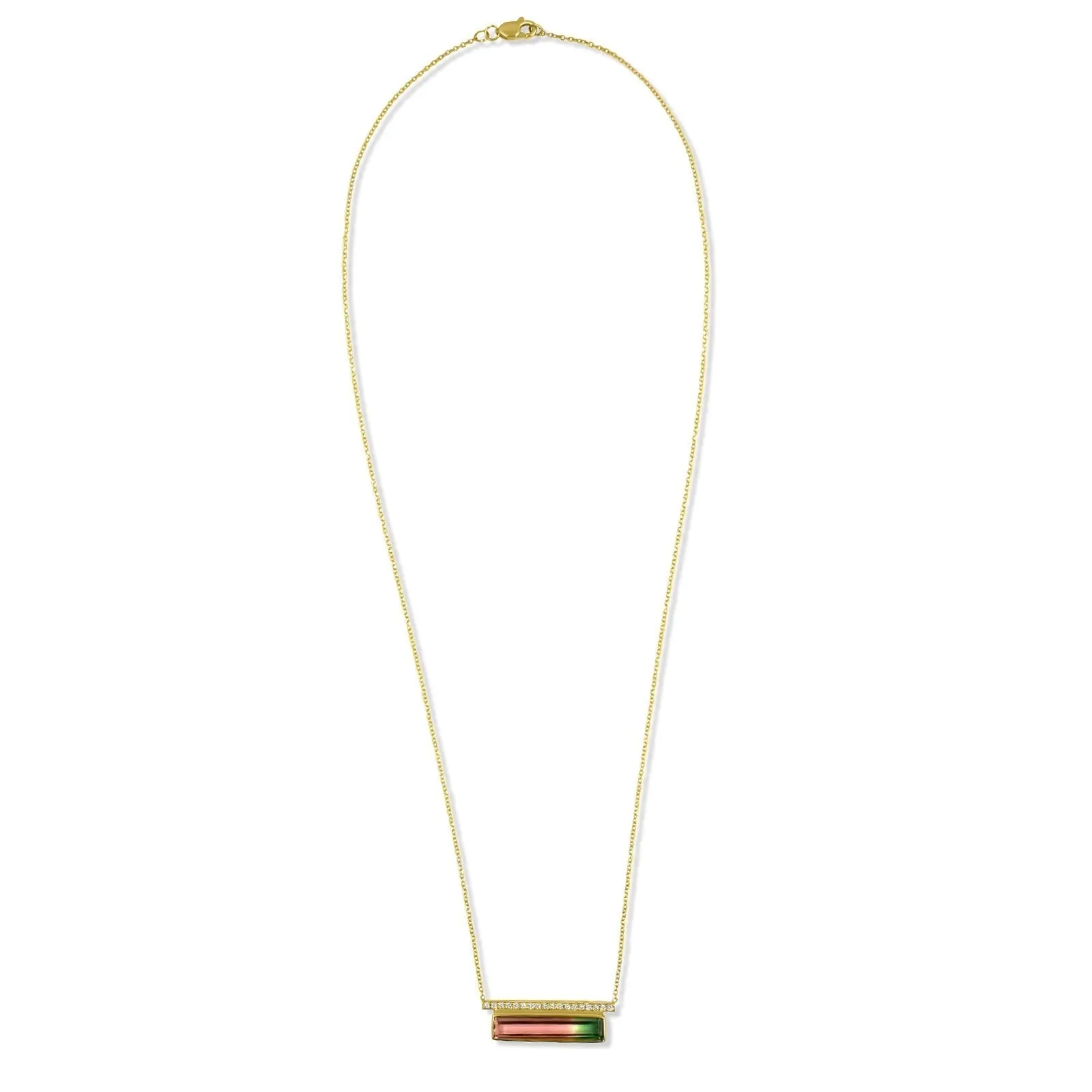 Luna- 14K Gold Tourmaline & Diamond Bar Necklace