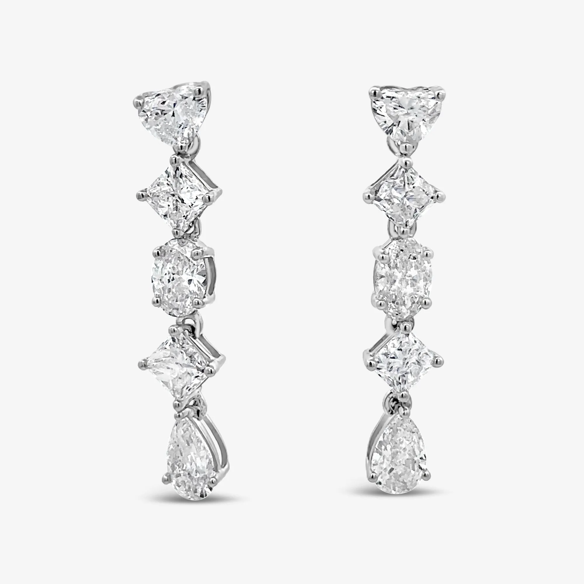 Mixed Shape Diamond Drop Earrings