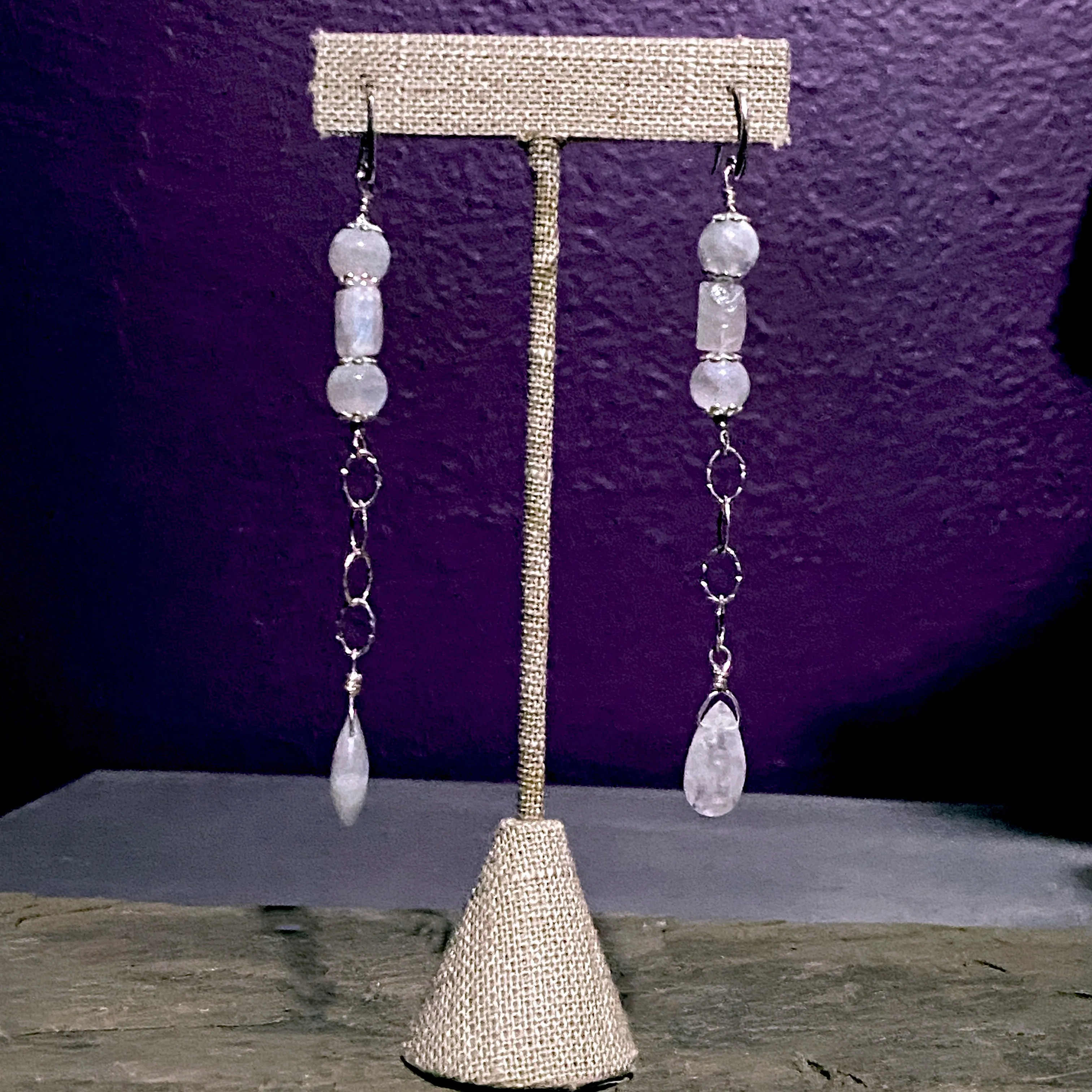 Moonstone And Sterling Silver Drop Earrings