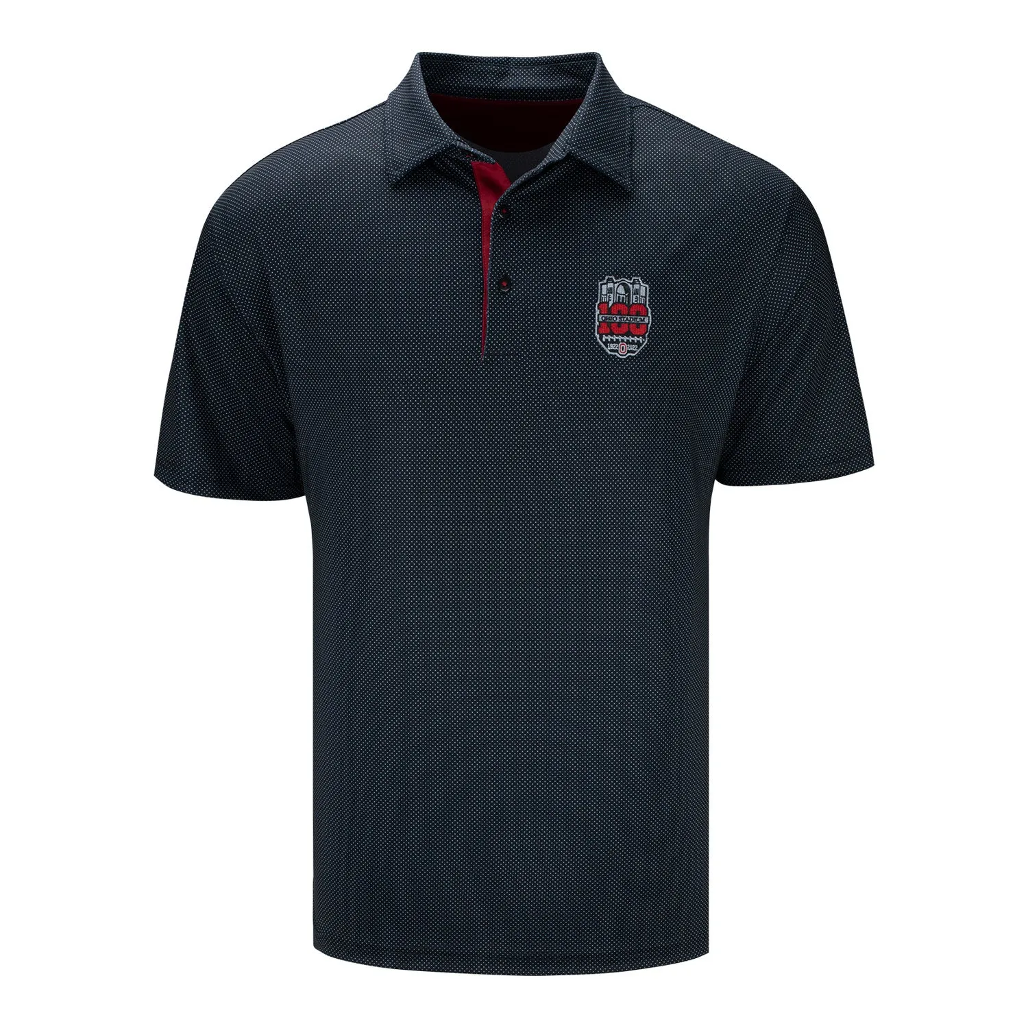 Ohio State Buckeyes 100th Year Bamboo Charcoal Checkers Black Polo