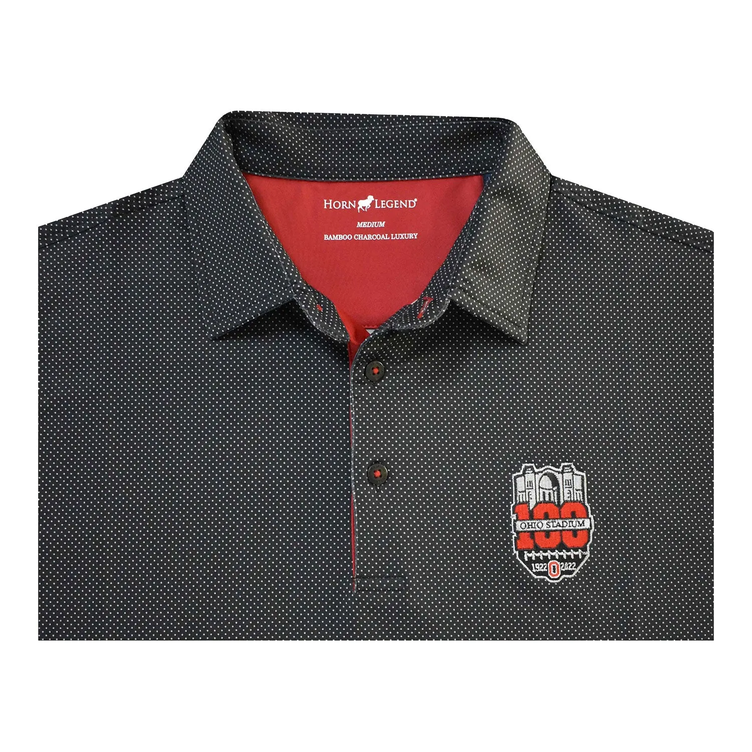 Ohio State Buckeyes 100th Year Bamboo Charcoal Checkers Black Polo