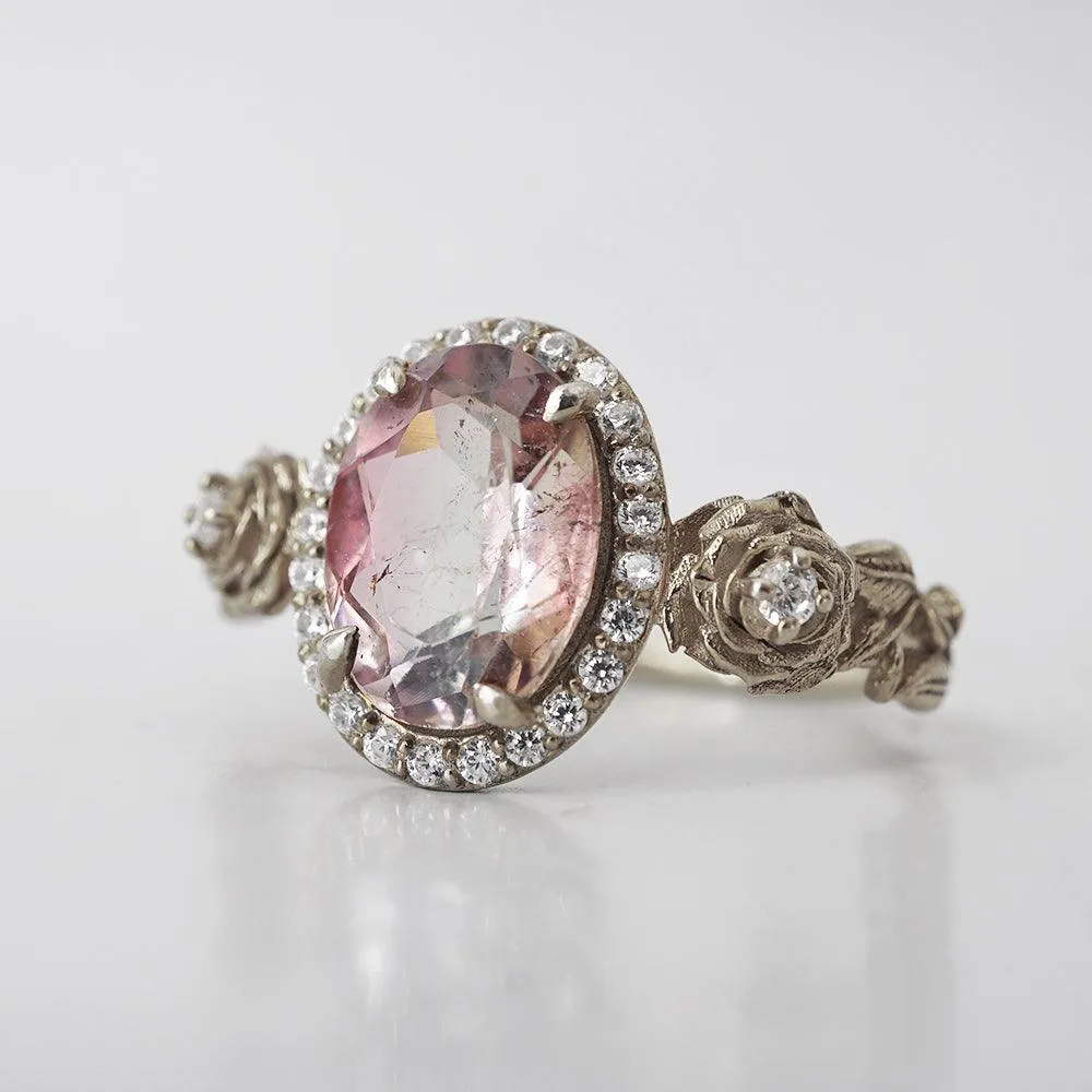 One Of A Kind: Watermelon Tourmaline Rose Diamond Ring in 14K and 18K Gold