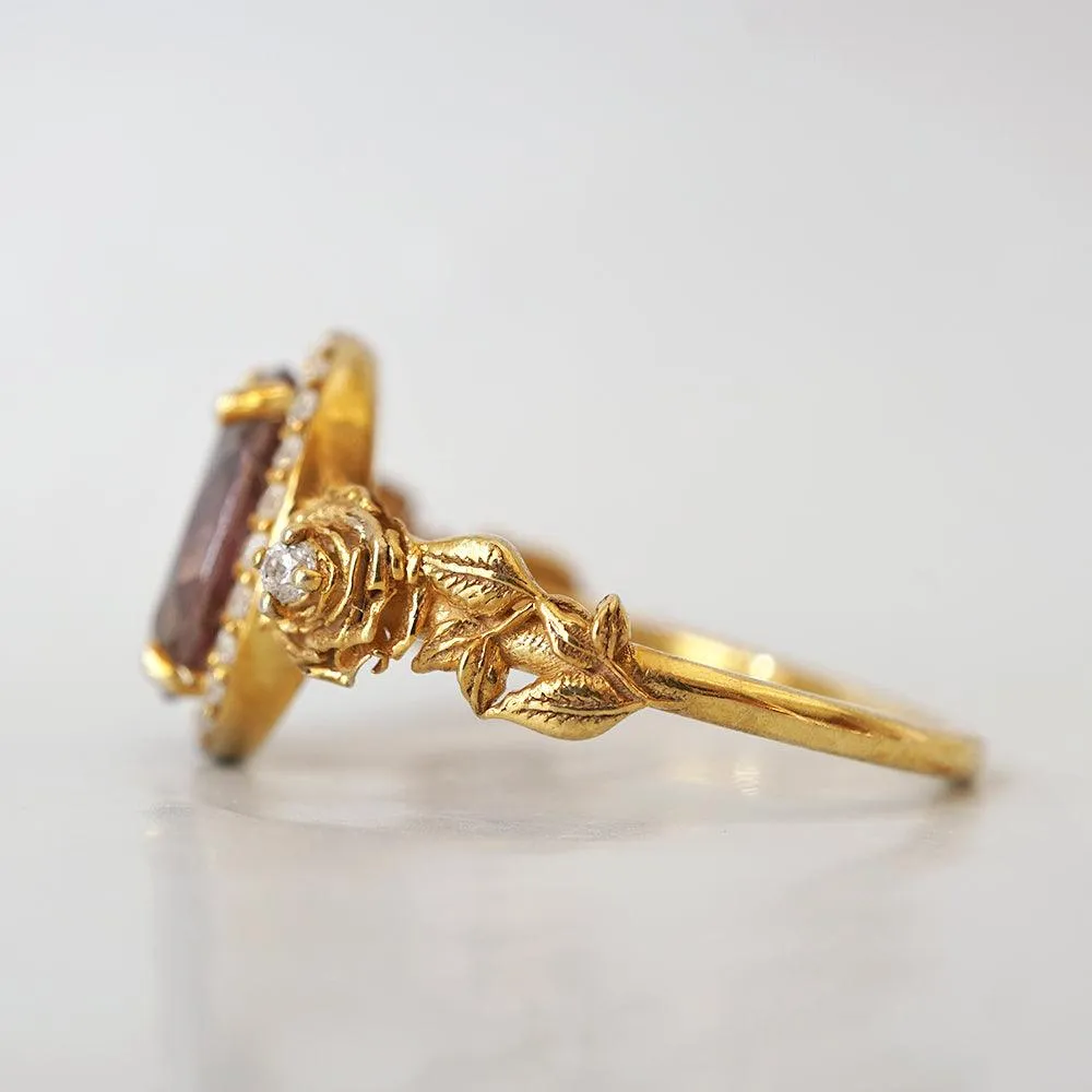 One Of A Kind: Watermelon Tourmaline Rose Diamond Ring in 14K and 18K Gold