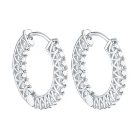 Party Fashion Diamond Hoop Earrings - 925 Sterling Silver