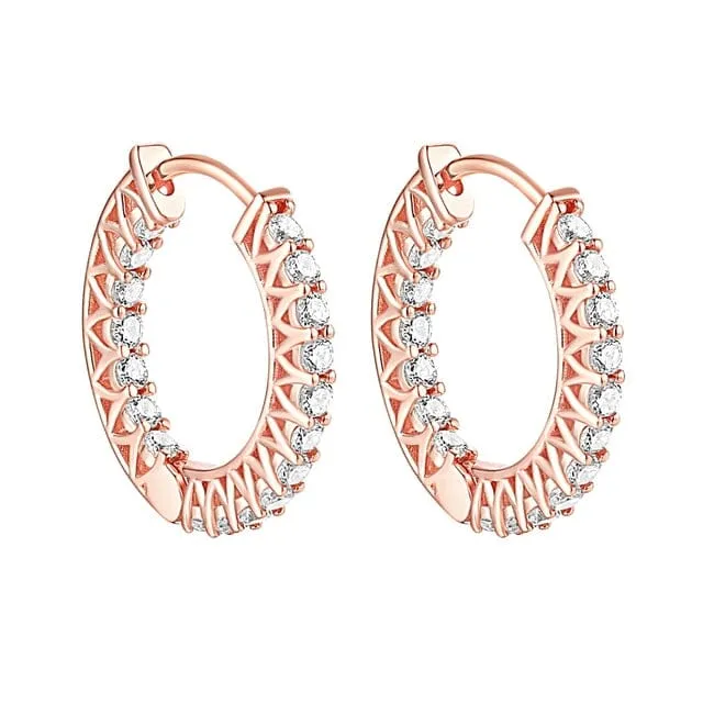 Party Fashion Diamond Hoop Earrings - 925 Sterling Silver