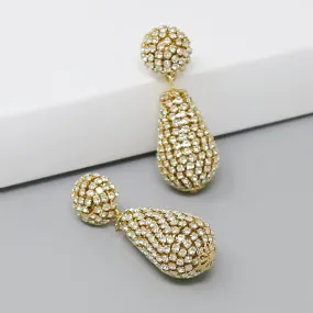 Pave Gold Teardrop Earrings