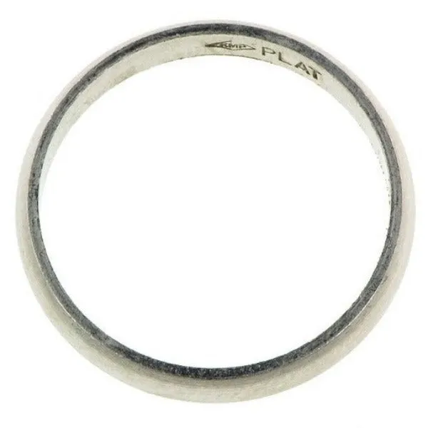 Platinum Half Round 3mm Band Ring