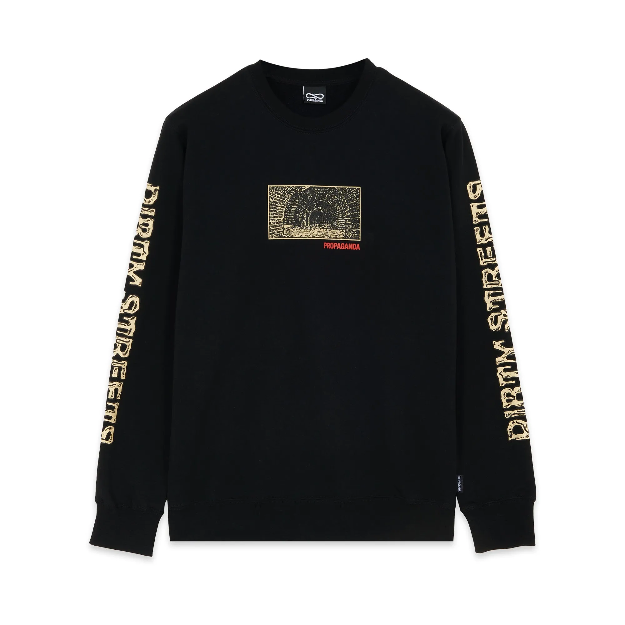 Propaganda crewneck sweatshirt with front and back print Dirty Street Crewneck 22FWPRFE732-01 black