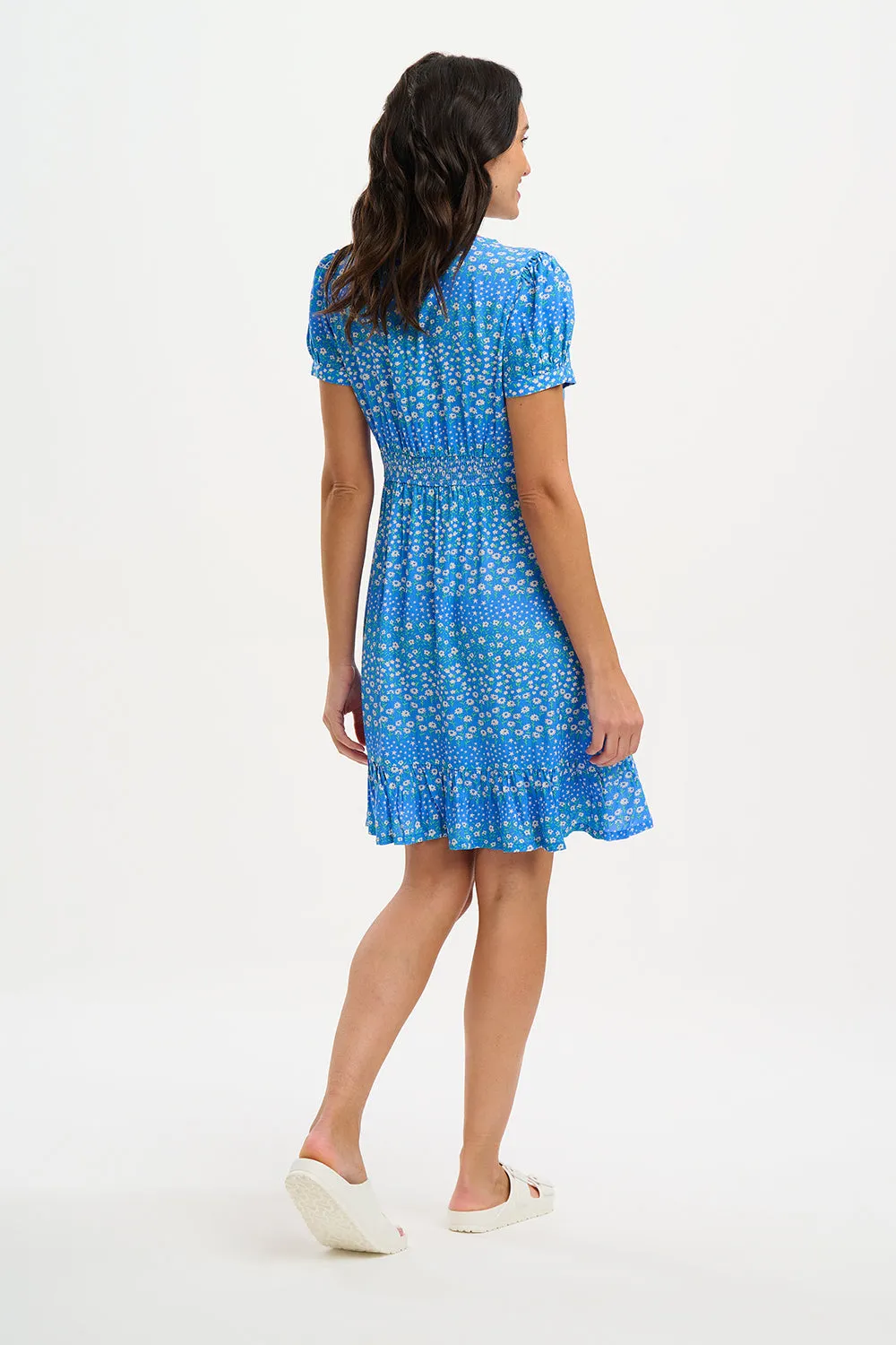 Sugarhill Brighton Marigold Blue Ditsy Star Stripe Short Dress