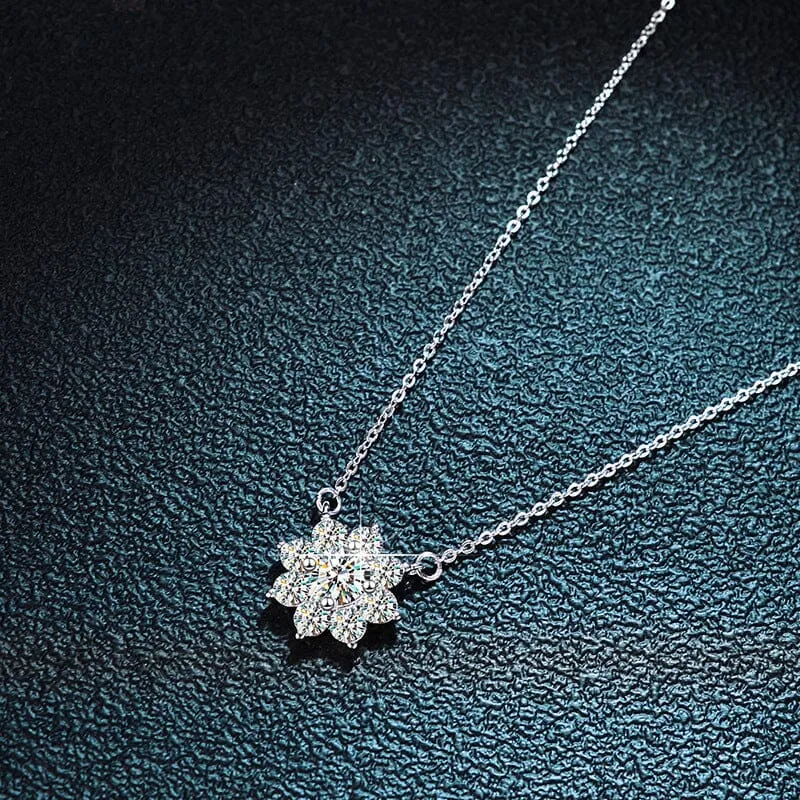 Sunflower Diamond Pendant Necklace - 925 Sterling Silver