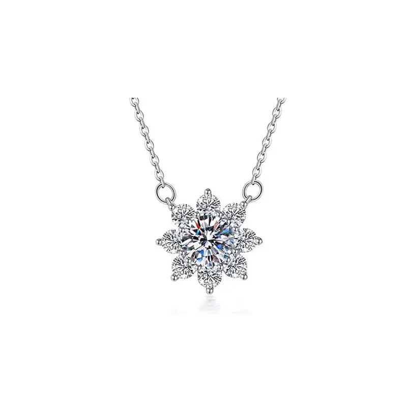 Sunflower Diamond Pendant Necklace - 925 Sterling Silver