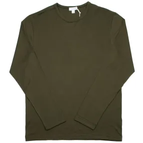 Sunspel - Long Sleeve Crew Neck T-shirt - Military Green