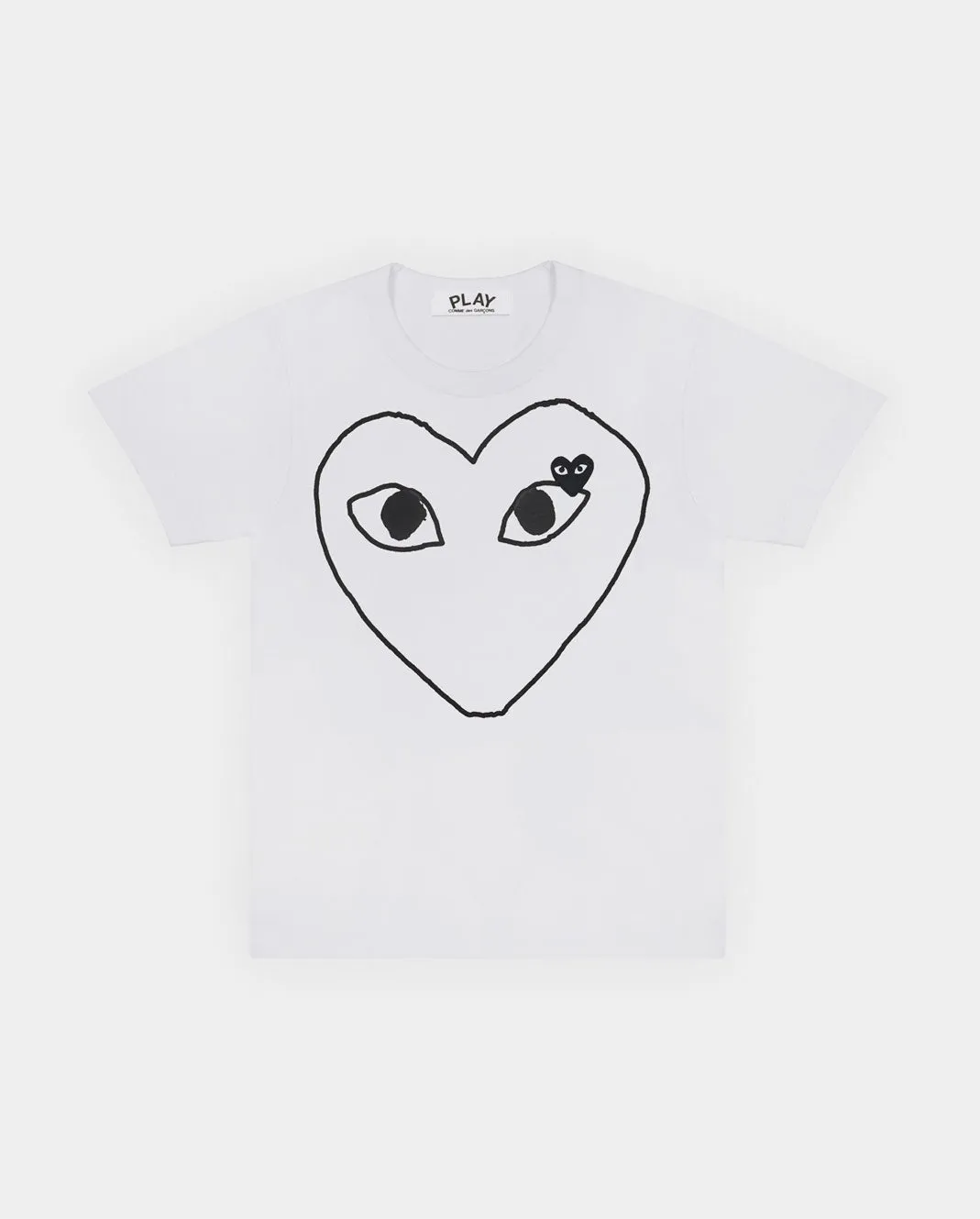 T101 BLACK HEART OUTLINE T-SHIRT/ WHITE