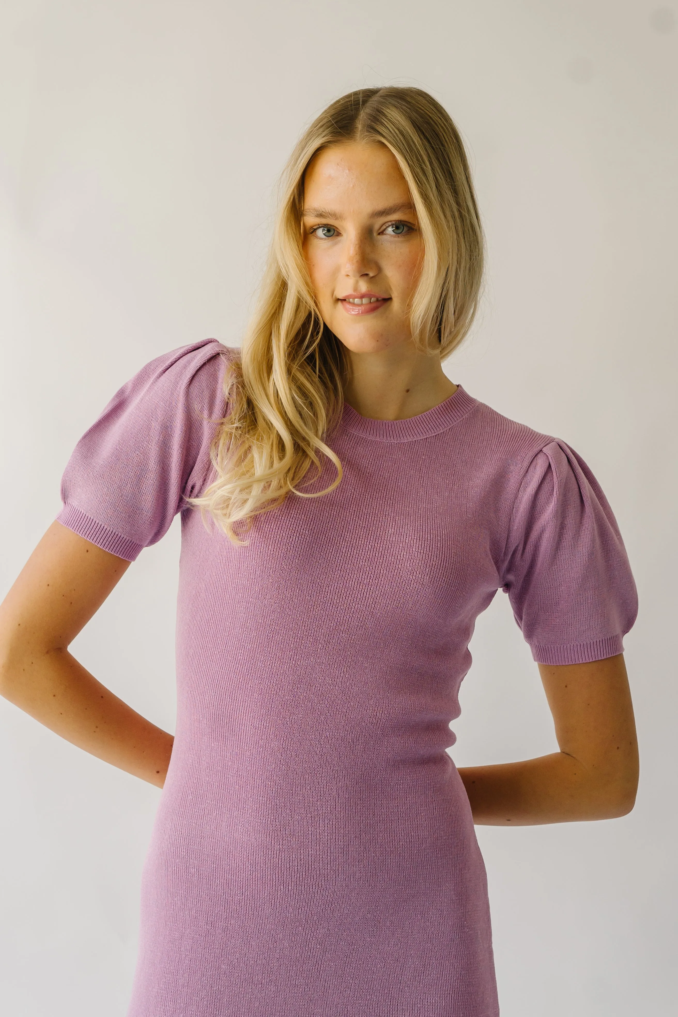 The Sylvan Bodycon Sweater Dress in Lilac