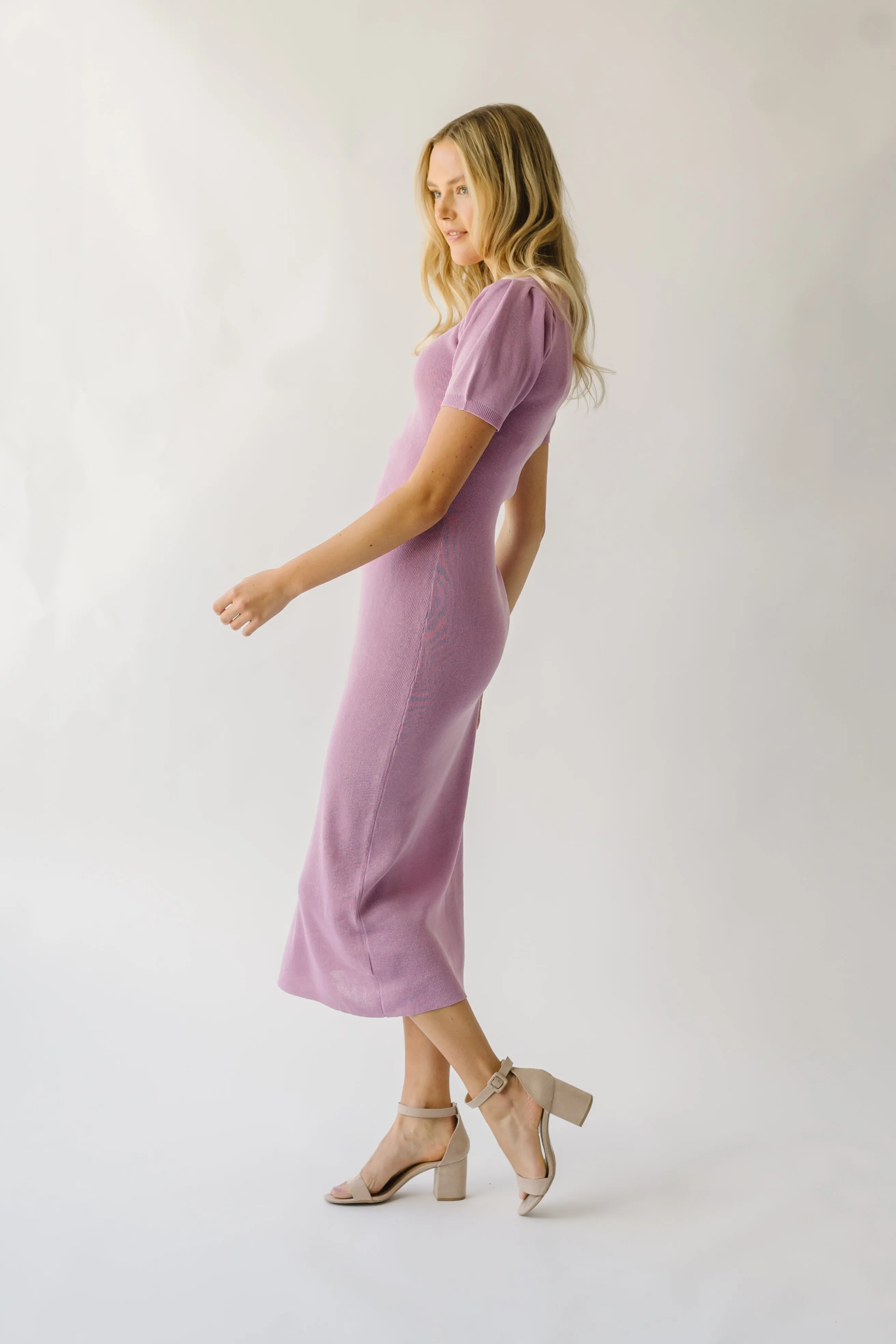 The Sylvan Bodycon Sweater Dress in Lilac