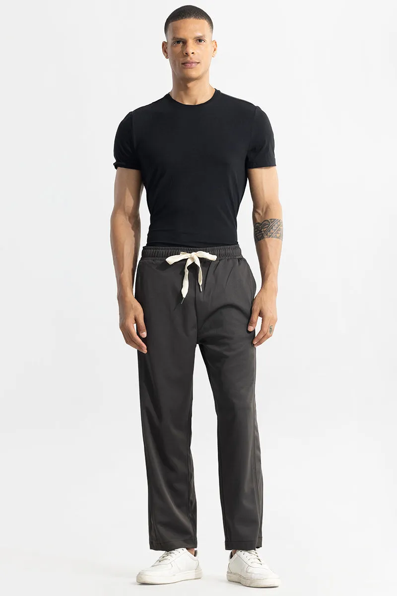 Waffle Knit Jet Grey Relaxed Fit Pant