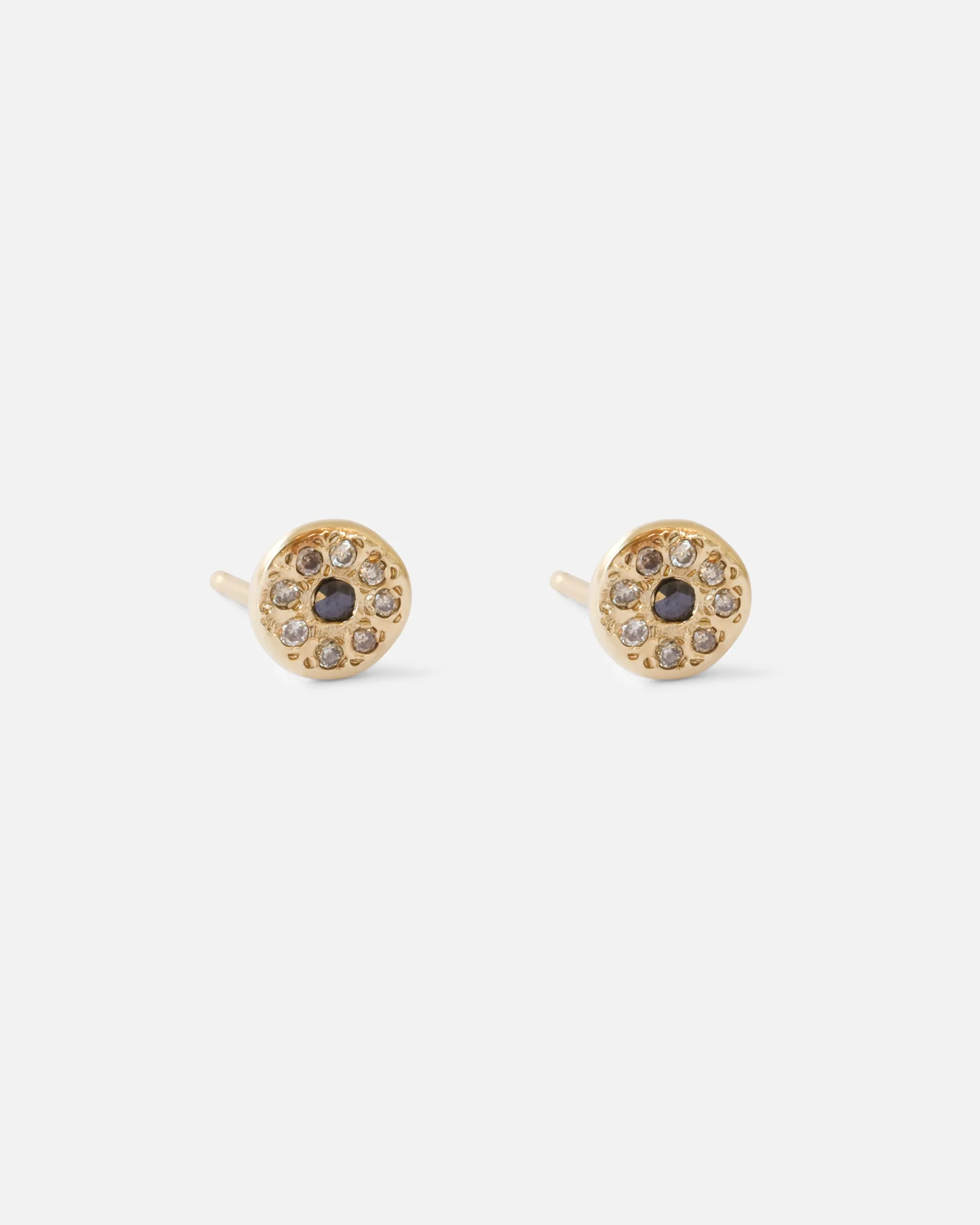 White & Black Diamond Disk / Yellow Studs