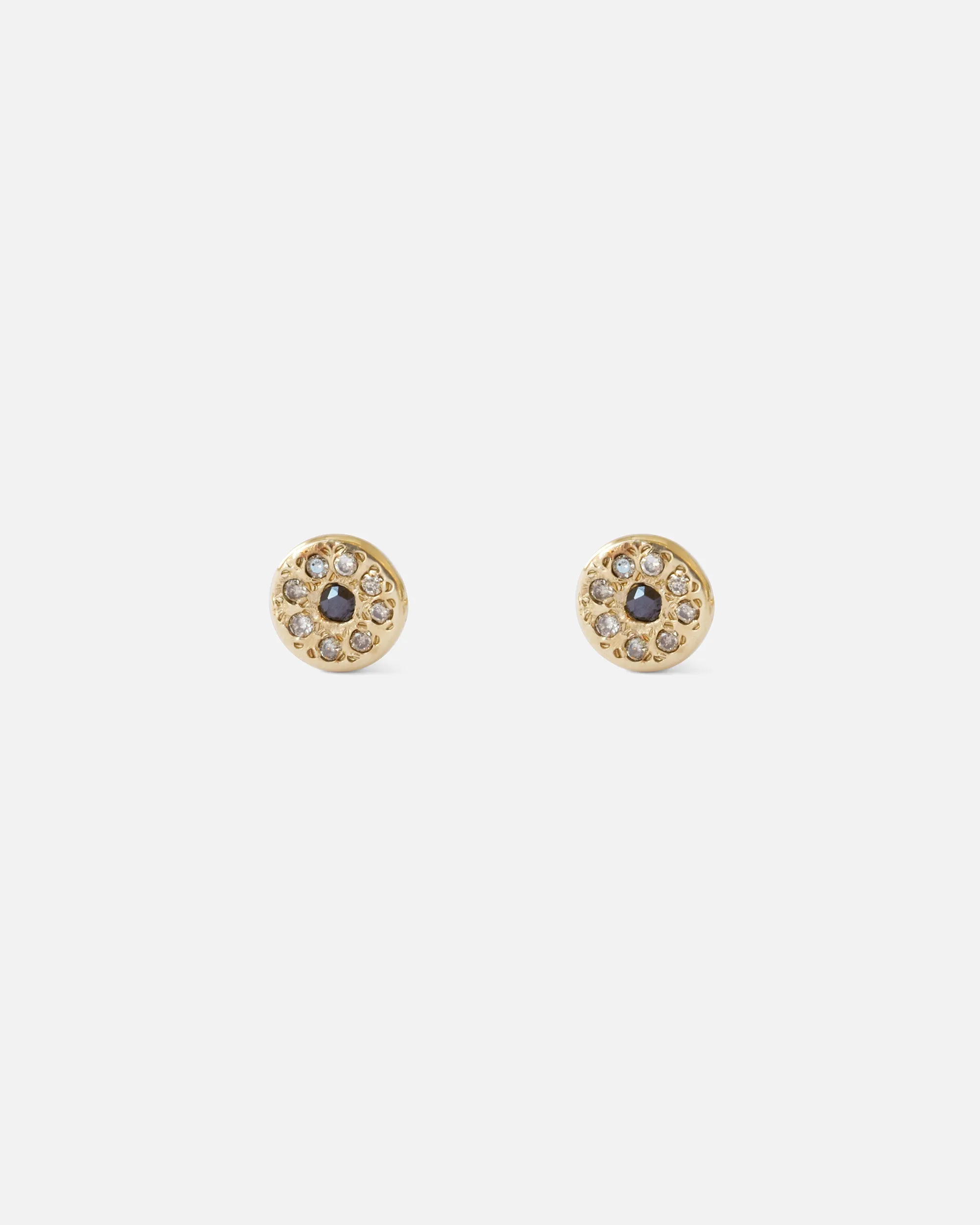 White & Black Diamond Disk / Yellow Studs