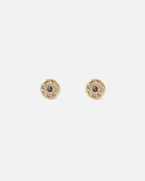 White & Black Diamond Disk / Yellow Studs