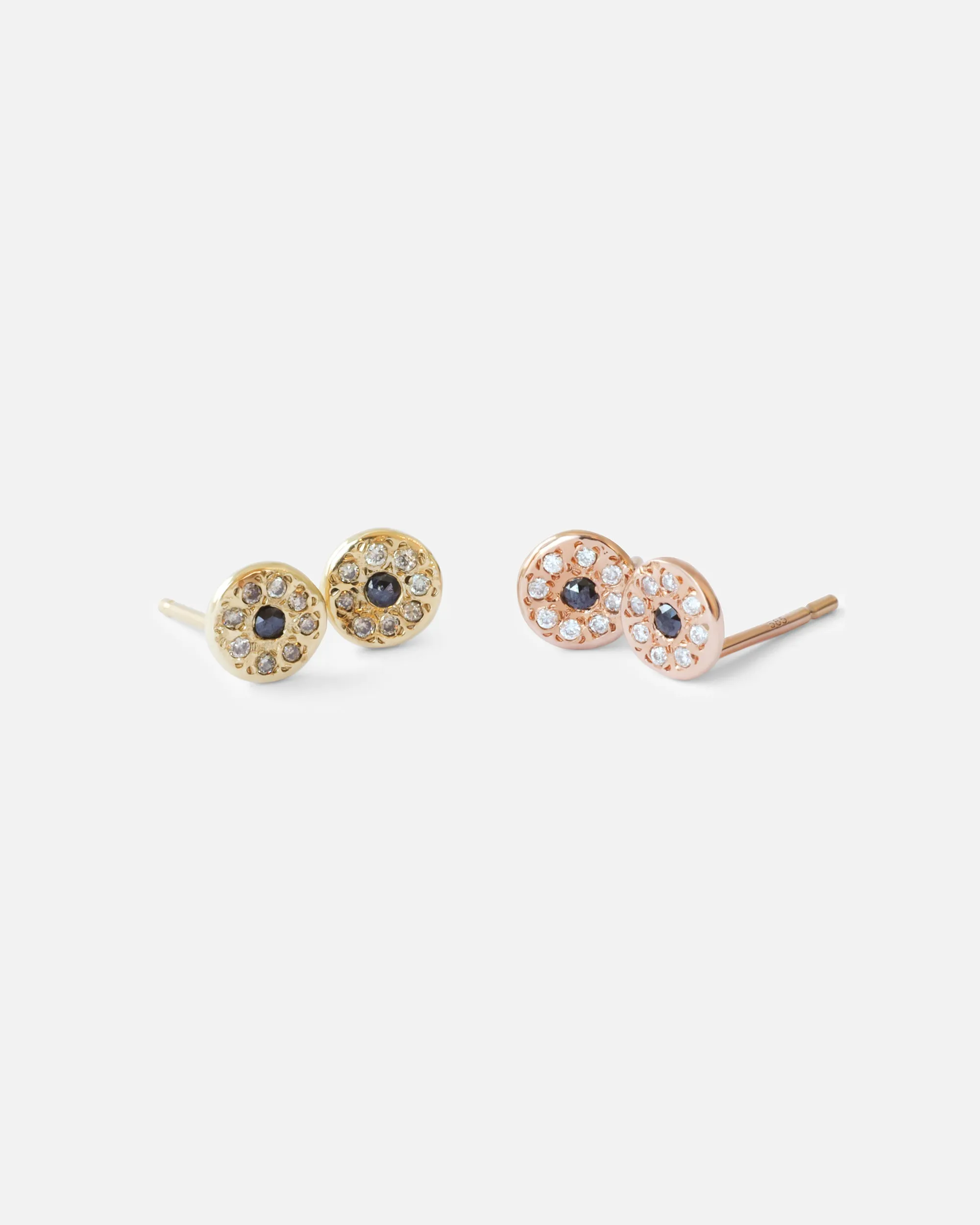 White & Black Diamond Disk / Yellow Studs