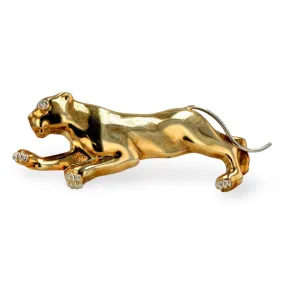 Yellow 14k good poof panther pendant